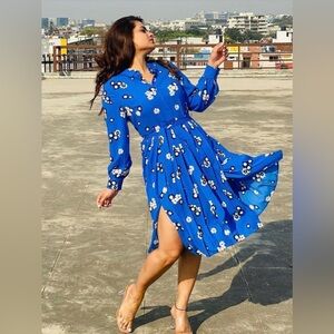 M&S collection collared, tie front midi shirt dress.